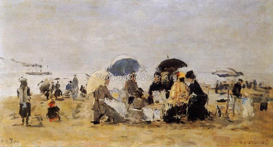 Trouville, Beach Scene - 尤金·布丹